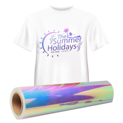 Kenteer film roll hologram reflective rainbow heat transfer vinyl for clothing