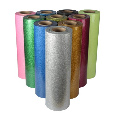 Fast delivery 50cm width Kenteer wholesale glitter htv heat transfer iron on vinyl rolls for t-shirt