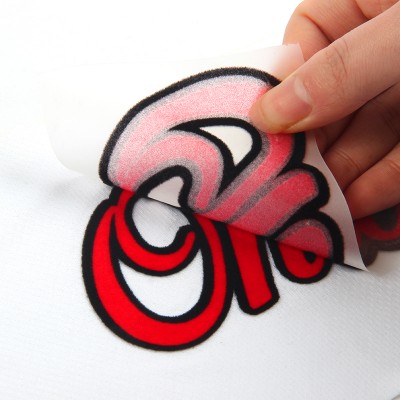 Kenteer custom design 3d flock iron on sticker heat transfer printing for t shirt